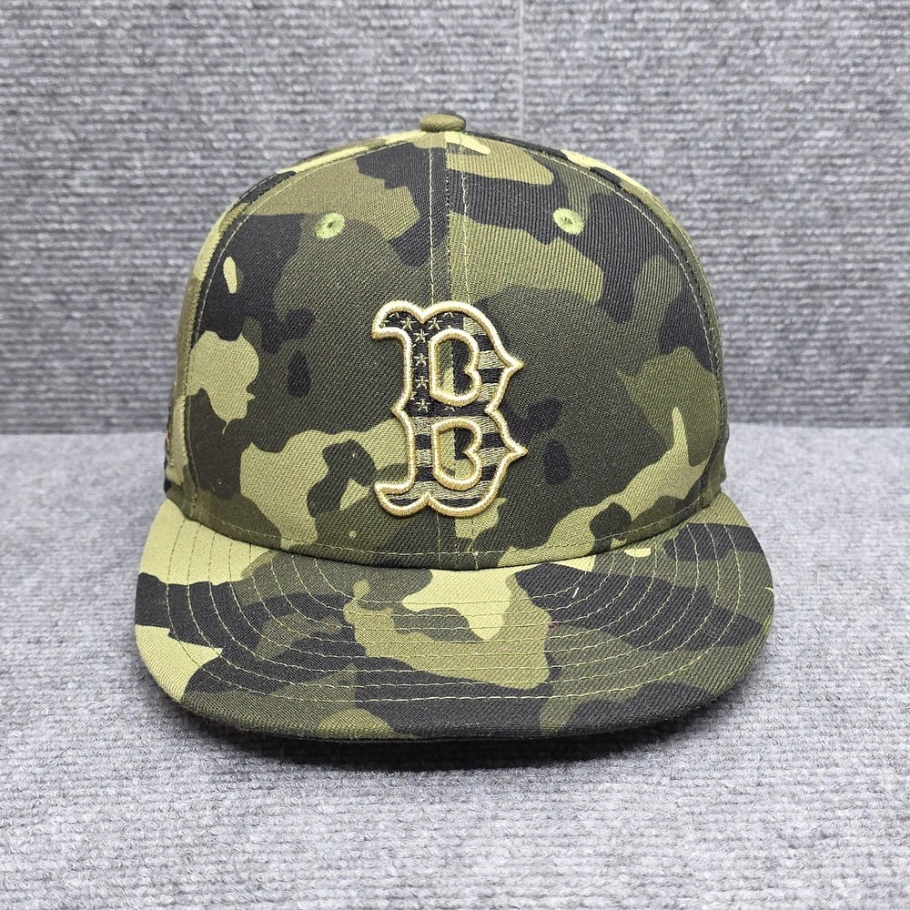 Boston Red Sox Hat On Field Players Cap Camo Fitted 7 1/8 Green MLB Baseball Men
